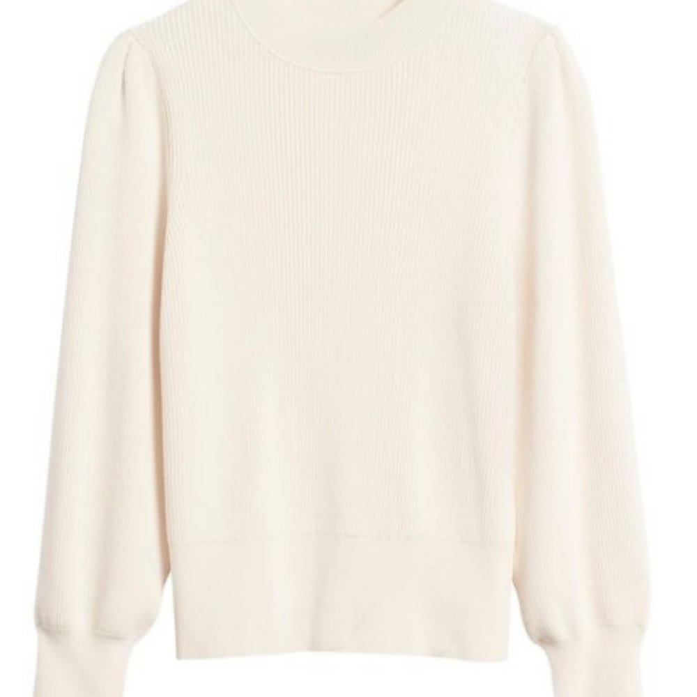 Banana Republic Puff-Sleeve Sweater - Cream, S